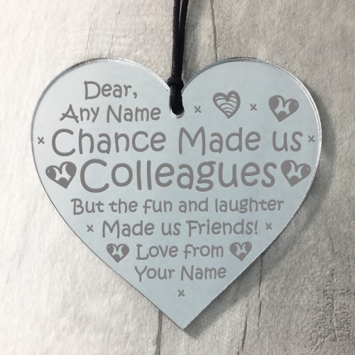 PERSONALISED Colleague Mirror Acrylic Heart Leaving Gifts