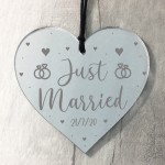 Personalised Just Married Sign Hanging Heart Sign Wedding Gift