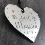 Personalised Just Married Sign Hanging Heart Sign Wedding Gift