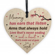 Birthday Christmas Wood Mummy Gift Hanging Heart Personalised
