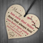 Birthday Christmas Wood Mummy Gift Hanging Heart Personalised