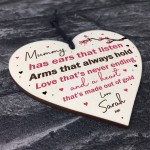 Birthday Christmas Wood Mummy Gift Hanging Heart Personalised