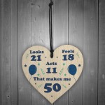 Novelty Gift For 50th Birthday Funny Wooden Heart Gift For Him