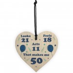 Novelty Gift For 50th Birthday Funny Wooden Heart Gift For Him