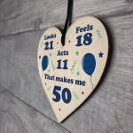 Novelty Gift For 50th Birthday Funny Wooden Heart Gift For Him