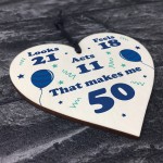 Novelty Gift For 50th Birthday Funny Wooden Heart Gift For Him