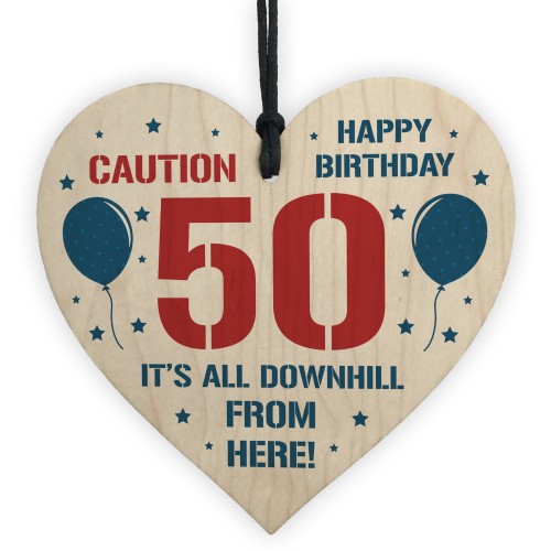 Funny 50th Birthday Gifts Novelty Wood Heart Gift For Him Her