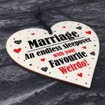 Marriage Endless Sleepover Funny Wood Heart Anniversary Gift 