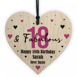 18 And Fabulous Gift Wood Heart Personalised 18th Birthday Gift