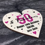 50 And Fabulous Gift Wood Heart Personalised 50th Birthday Gift