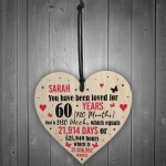 Personalised 60th Birthday Gift Wooden Heart Keepsake Funny Gift
