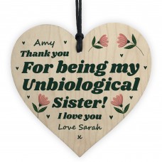 Best Friend Plaque Personalised Wooden Heart Unbiological Sister