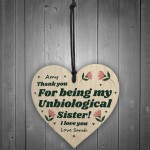 Best Friend Plaque Personalised Wooden Heart Unbiological Sister