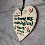 Best Friend Plaque Personalised Wooden Heart Unbiological Sister