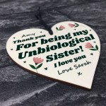 Best Friend Plaque Personalised Wooden Heart Unbiological Sister