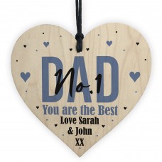 No 1 Dad Gift Personalised Hanging Heart Birthday Christmas Gift