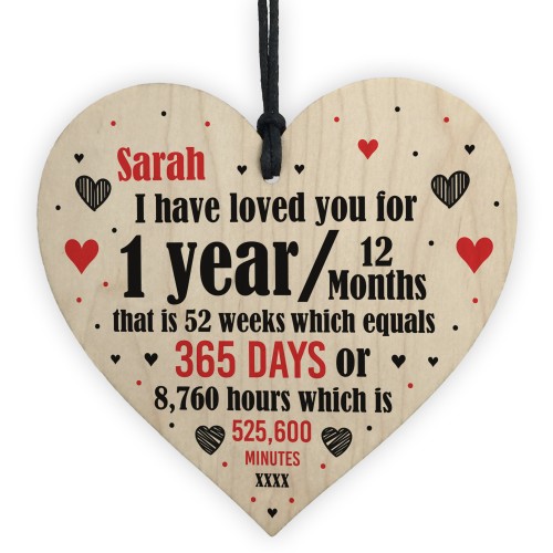 1st Anniversary Gift Personalised Heart Wedding Husband Wife