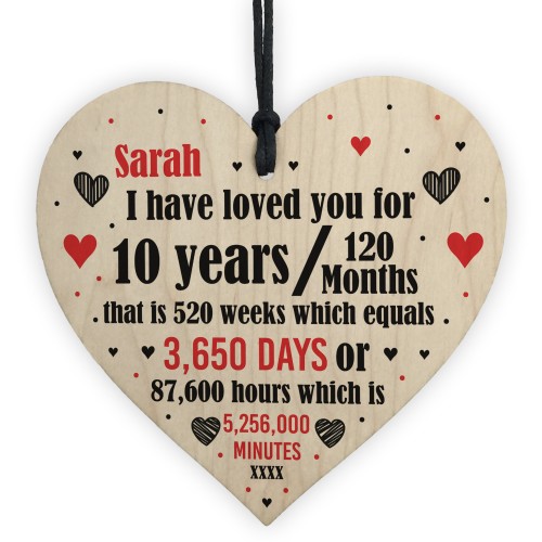 10th Anniversary Gift Personalised Heart Wedding Husband Wife