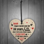 10th Anniversary Gift Personalised Heart Wedding Husband Wife