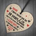 10th Anniversary Gift Personalised Heart Wedding Husband Wife