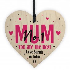 No 1 Mum Gift Personalised Hanging Heart Birthday Christmas Gift