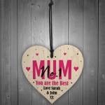 No 1 Mum Gift Personalised Hanging Heart Birthday Christmas Gift