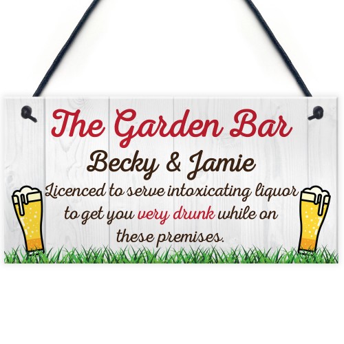 Personalised Garden Bar Beer Backyard Shed Sign Wall Plaque Pub