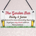 Personalised Garden Bar Beer Backyard Shed Sign Wall Plaque Pub