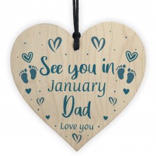 Daddy To Be Gift From Baby Bump Personalised Wood Heart