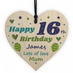 16th Birthday PERSONALISED Wood Heart Gift For Son Novelty 