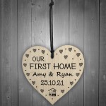 Our First Home Gift Hanging Wood Heart Friendship Gift New Home
