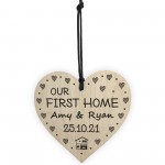 Our First Home Gift Hanging Wood Heart Friendship Gift New Home