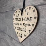 Our First Home Gift Hanging Wood Heart Friendship Gift New Home