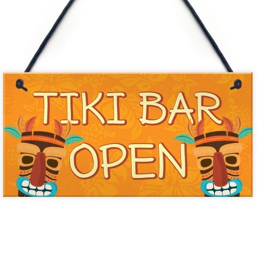 Tiki Bar OPEN Sign Novelty Decor Hanging Sign For Home Garden