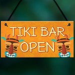 Tiki Bar OPEN Sign Novelty Decor Hanging Sign For Home Garden