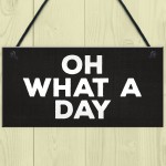 OH WHAT A DAY Funny Hanging Home Decor Bar Home Sign Office