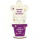 Happy Birthday Gift For Auntie Personalised Wooden Flower