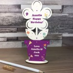 Happy Birthday Gift For Auntie Personalised Wooden Flower