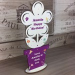 Happy Birthday Gift For Auntie Personalised Wooden Flower