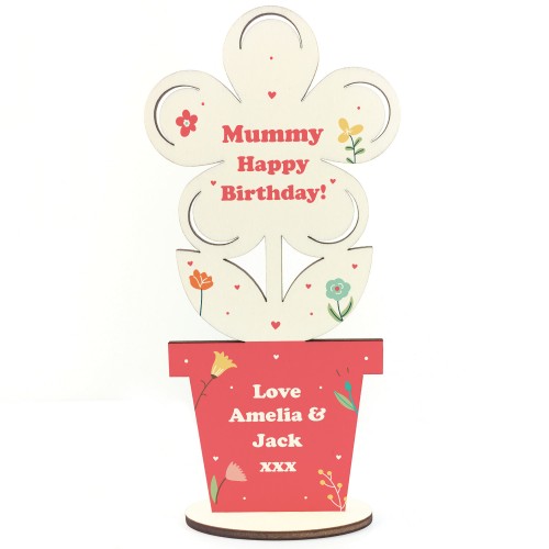 Gift For Mummy Birthday Personalised Wooden Flower Mummy Gift