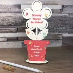 Personalised Birthday Gift for Nanny Wooden Flower Plaque Gift