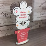 Personalised Birthday Gift for Nanny Wooden Flower Plaque Gift