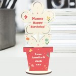 Personalised Birthday Gift for Nanny Wooden Flower Plaque Gift