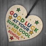 1st First Day at School Wood Heart Starting School Good Luck