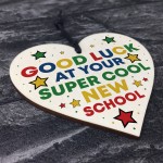 1st First Day at School Wood Heart Starting School Good Luck