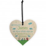 Personalised 1st Day At School Gift Good Luck Wood Heart