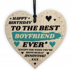Funny Joke Gift For Boyfriend Birthday Wood Heart Best Boyfriend