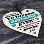 Funny Joke Gift For Boyfriend Birthday Wood Heart Best Boyfriend
