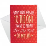 Anniversary Card Funny Comedy Humour Cheeky Joke Husband Wife