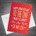 Anniversary Card Funny Comedy Humour Cheeky Joke Husband Wife